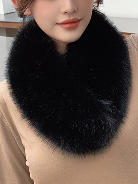 

Women Minimalist Warmth Imitation Fur Neck Gaiter, Black, Women Scarves & Shawls