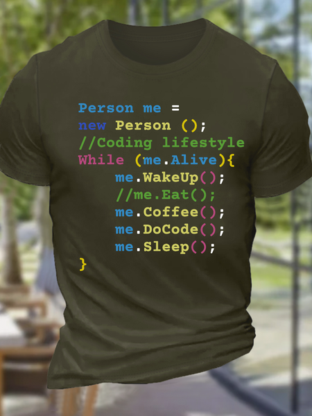 

Men's Funny Word Software Engineer Computer Engineer Cotton Casual Crew Neck T-Shirt, Green, T-shirts