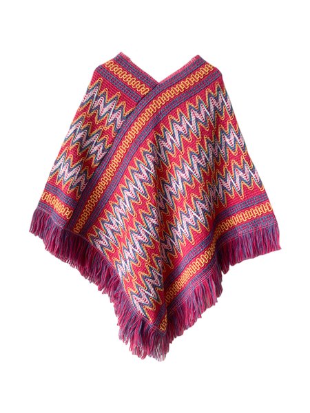 

Women Ethnic Style Vacation Cape Shawl, Color16, Women Scarves & Shawls