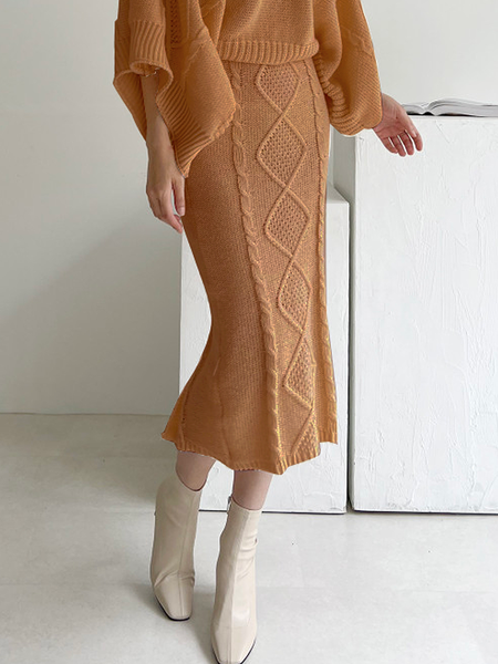 

Micro-Elasticity Plain Regular Fit Elegant Midi Skirt, As picture, Skirts