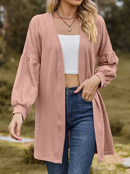 

Loose Plain Casual Others Kimono, Pink, Cardigans
