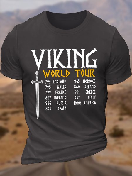 

Men's Casual Funny Viking History Letters T-Shirt, Deep gray, T-shirts