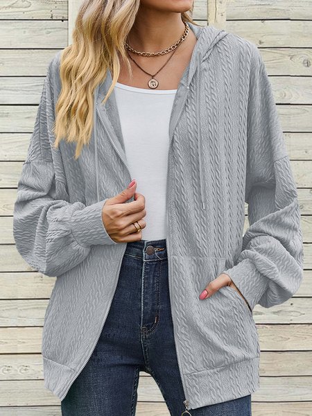 

Plain Casual Jacket, Gray, Jackets