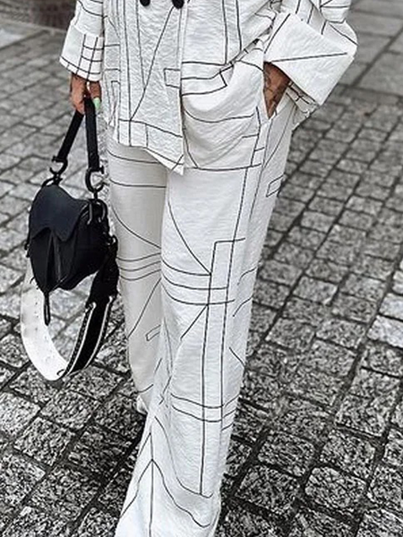 

Loose Urban Long PantsStraight pants, White, Pants