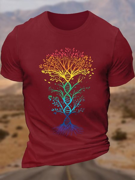 

Women's Cotton DNA Tree Of Life Science Letters T-Shirt, Red, T-shirts