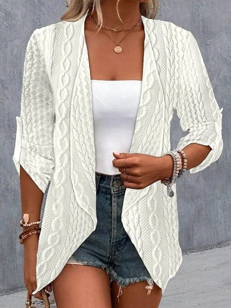 

Casual Plain Shawl Collar Kimono, White, Cardigans