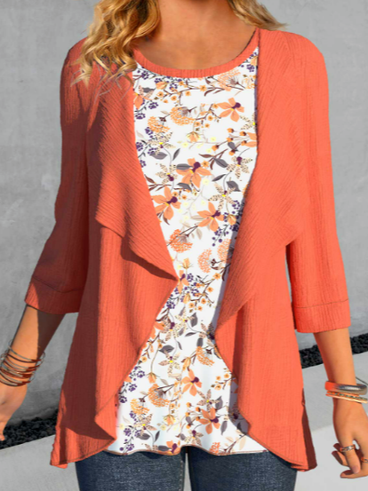 

Crew Neck Casual Regular Fit Floral Shirt, Orange, Shirts & Blouses