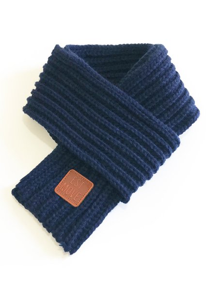 Women Minimalist Knitted Plain Scarf, Navy blue, Women Scarves & Shawls