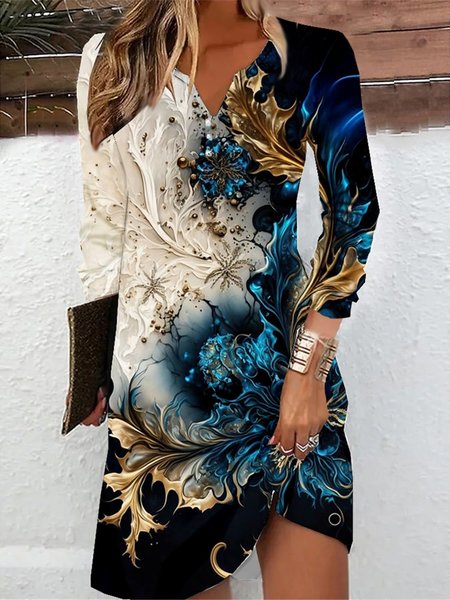 

Notched Ombre Casual Dress, Blue, Dresses