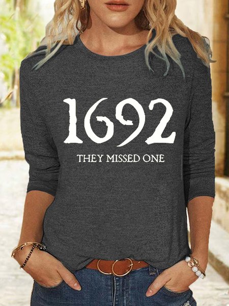

Women's 1692 They Missed One Casual Regular Fit Shirt, Gray, Long sleeves