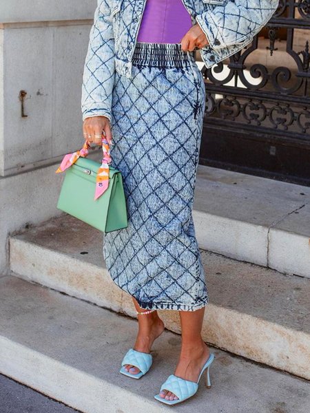 

Regular Fit Urban Denim Midi Skirt, Blue, Denim Skirts