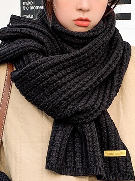 

Women Minimalist Twist Knitted Warmth Plain Scarf, Black, Scarfs