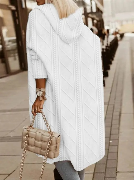 

Casual Loose Hoodie Kimono, White, Cardigans