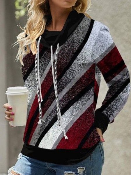 

Turtleneck Loose Color Block Casual Sweatshirt, Red, Sweatshirts & Hoodies