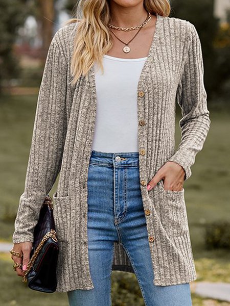 

Plain Casual Wrap Loose Kimono, Khaki, Cardigans