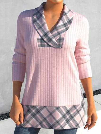 

Casual Split Joint Others Knitted Shirt, Pink, Shirts & Blouses
