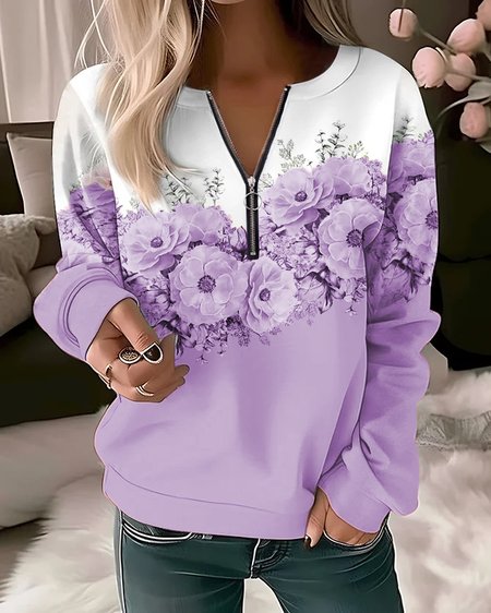 

Floral Casual Sweatshirt, Purple, Sweatshirts & Hoodies