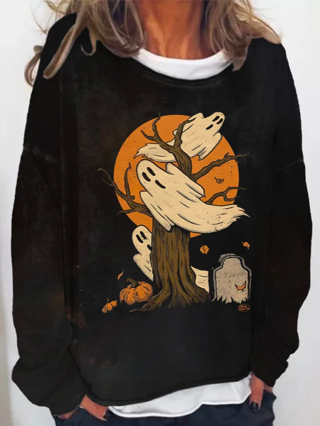 

Casual Crew Neck Halloween Sweatshirt, Black, Sweatshirts & Hoodies