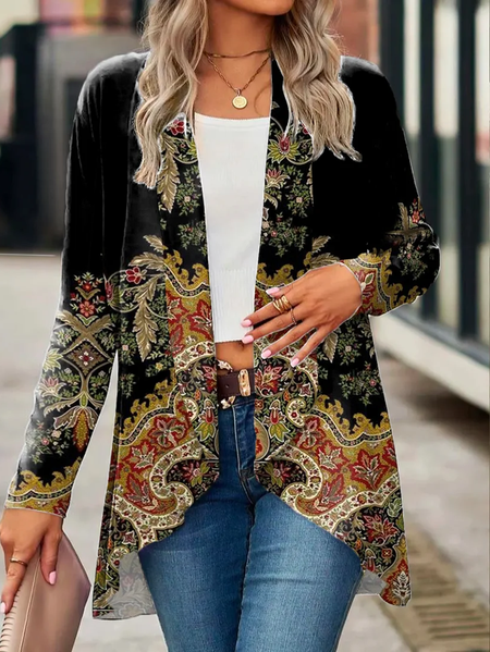 

Plus size Ethnic Casual Kimono, Black, Jackets& Coats