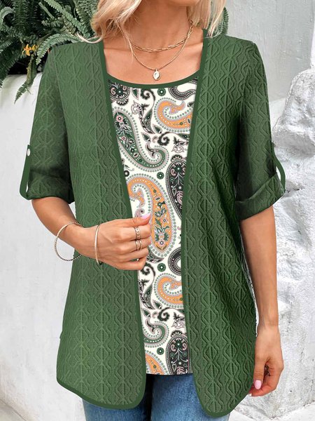 

Floral Casual Crew Neck Shirt, Green, Shirts & Blouses
