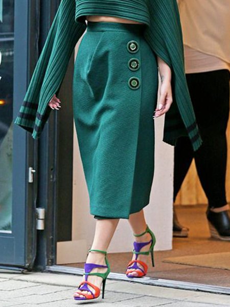 

Regular Fit Urban Plain Skirt, Green, Skirts