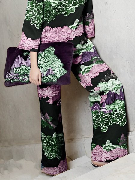 

Random Print Urban Loose Fashion Pants, As picture, Pants