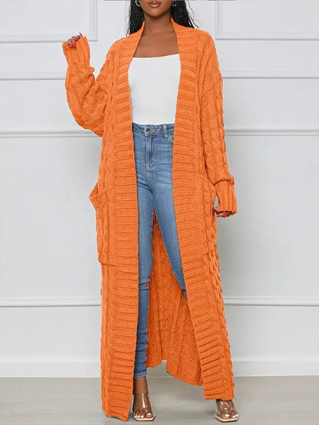 

Long Sleeve V Neck Regular Fit Urban Daily Cardigan, Orange, Cardigans