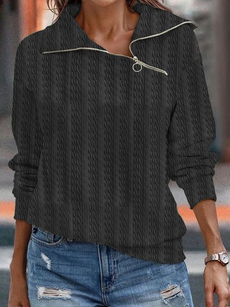 Plain Loose Casual Sweatshirt, Black, Hoodies & Sweatshirts