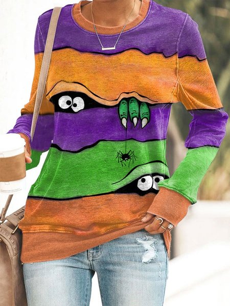 

Loose Halloween Crew Neck Casual Sweatshirt, Green, Sweatshirts & Hoodies