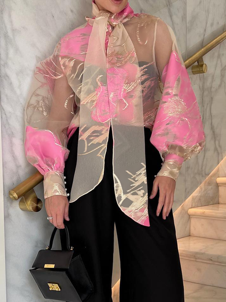 

Loose No Elasticity Elegant Long Sleeve Others Blouse, As picture, Blouses and Shirts