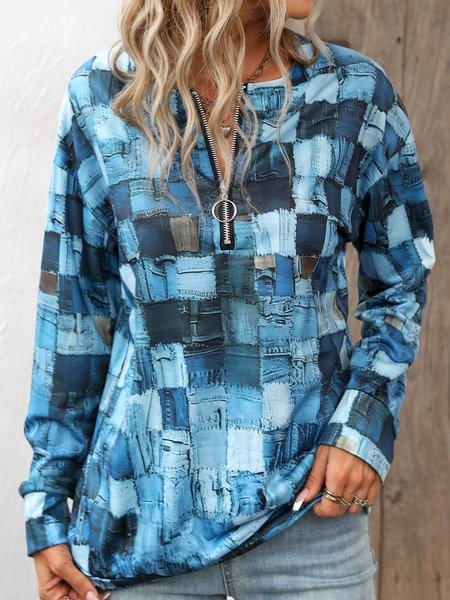 

Multicolor Block Crew Neck Casual Sweatshirt, Blue, Sweatshirts & Hoodies