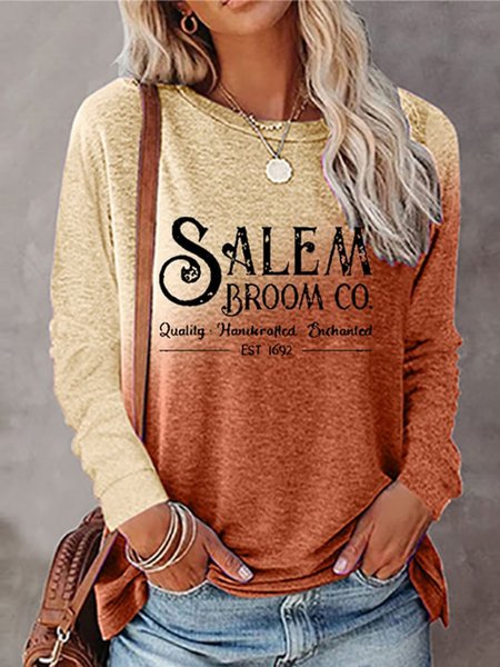 

Text Letters Casual Crew Neck T-Shirt, Orange, T-Shirts