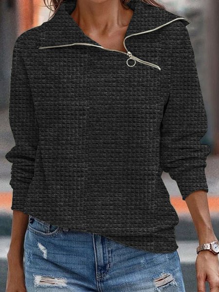 

Loose Casual Plain Asymmetrical Sweatshirt, Black, Hoodies & Sweatshirts