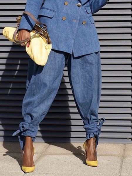 

Plain Denim Urban Loose Jeans, Blue, Jeans