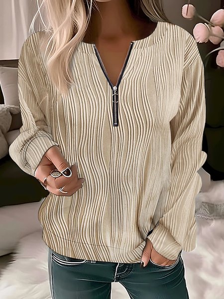 

Plain Knitted Casual Sweatshirt, Khaki, Sweatshirts & Hoodies
