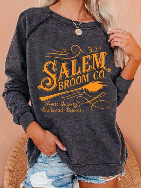 

Casual Loose Crew Neck Halloween Sweatshirt, Deep gray, Sweatshirts & Hoodies