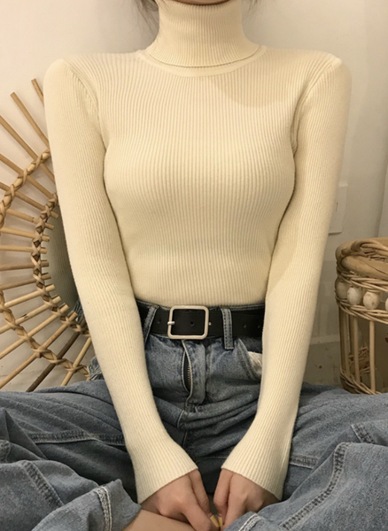 

Women's Winter Turtleneck Sweater, Apricot, Sweaters & Cardigans
