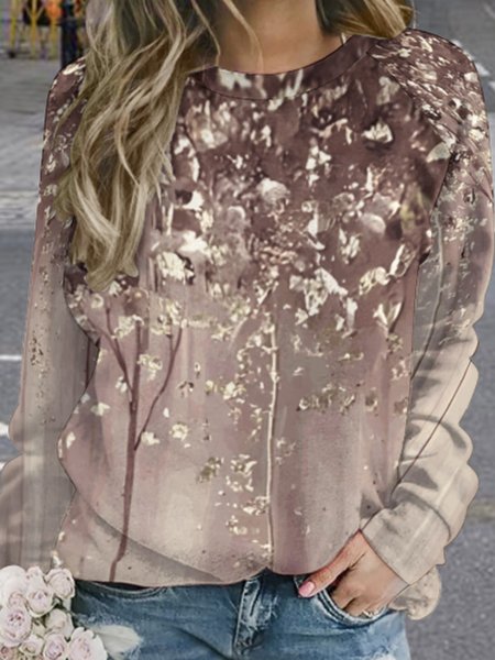 

Casual Crew Neck Floral Sweatshirt, Khaki, Hoodies & Sweatshirts