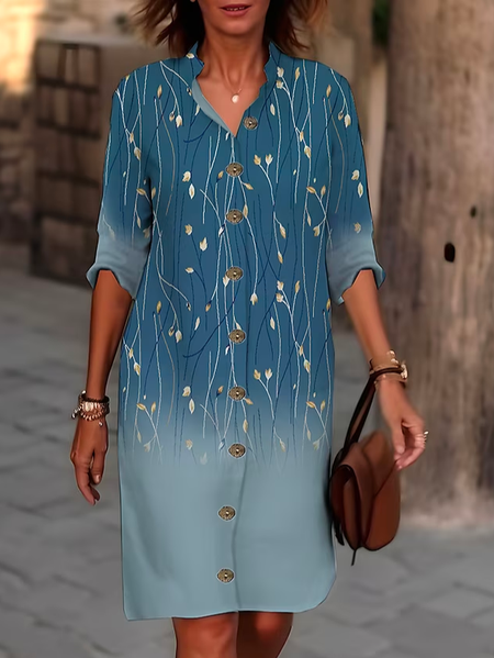 

Casual Shirt Collar Dress With No, Blue, Dresses