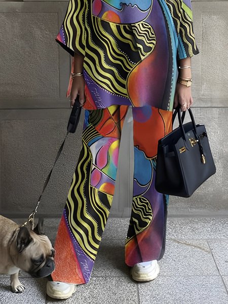 

Daily Casual Face Regular Fit Fashion Pants, As picture, Pants
