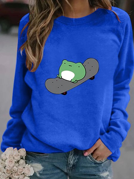 

Loose Casual Cartoon Crew Neck Sweatshirt, Color9, Hoodies&Sweatshirts
