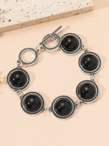 

Vintage Imitation Pearl Turquoise Chain Bracelets, Black, Bracelets