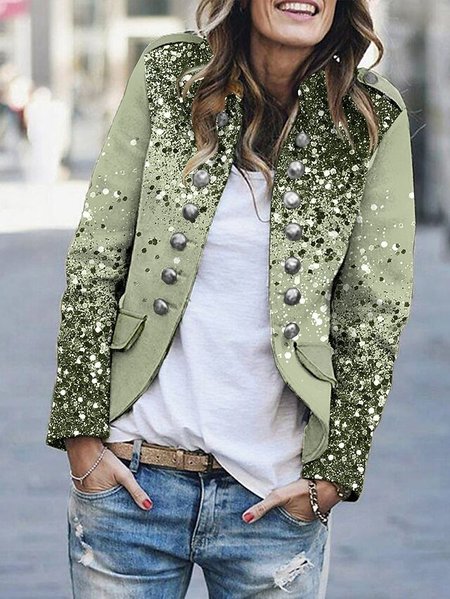 

Shawl Collar Casual Gradient Pattern Loose Blazer, Green, Jackets