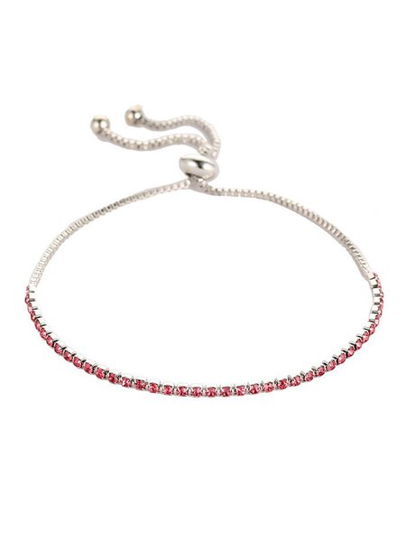 

Simple Rhinestone Adjustable Party Chain Bracelets, Pink, Bracelets