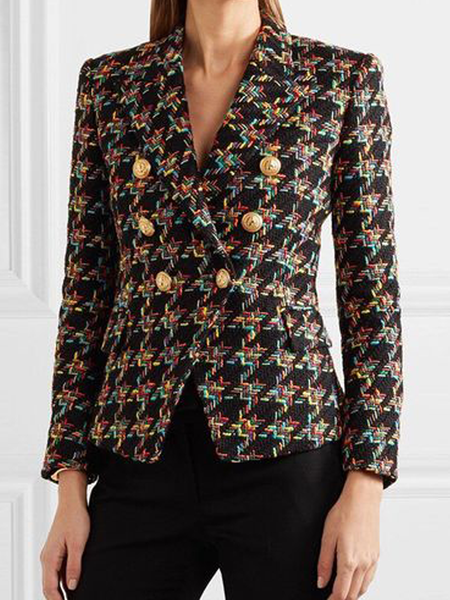 

Lapel Collar Long Sleeve Regular Fit Heavyweight Urban Blazer, As picture, Blazers