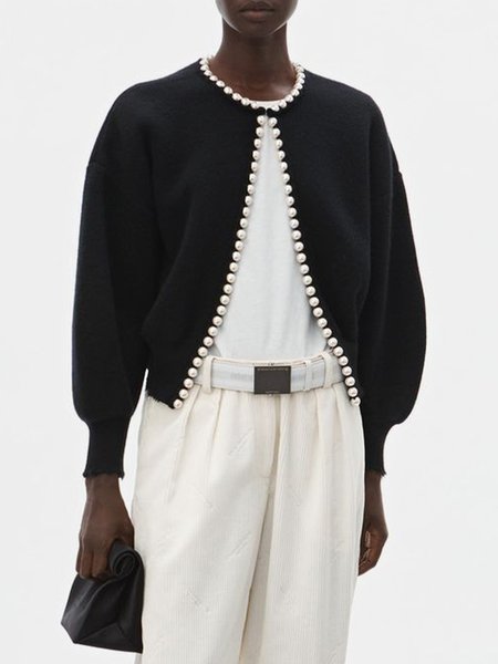 

Long Sleeve Elegant Plain Loose Cardigan, Black, Cardigans