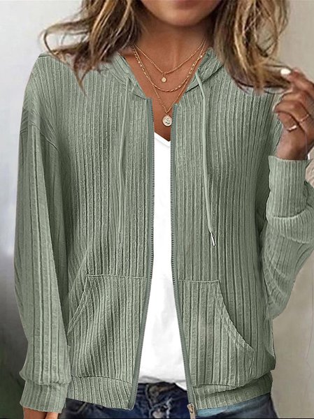 

Hoodie Casual Plain Loose Jacket, Green, Jackets