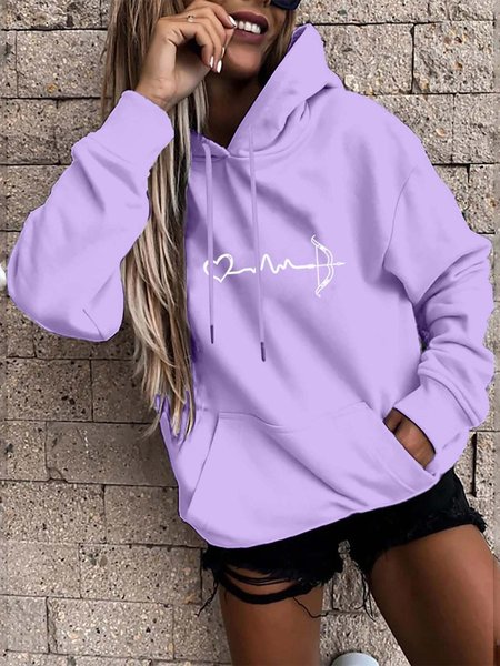 

Casual Loose Heart/Cordate Hoodie Sweatshirt, Purple, Hoodies&Sweatshirts