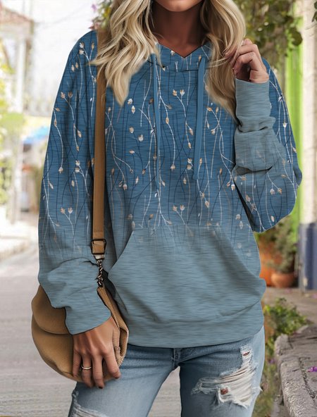 

Casual Ombre Knitted Floral Hoodie, Blue, Sweatshirts & Hoodies