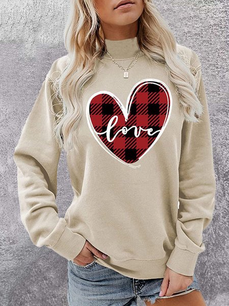 Crew Neck Casual Sweatshirt, Khaki, Sweatshirts & Hoodies